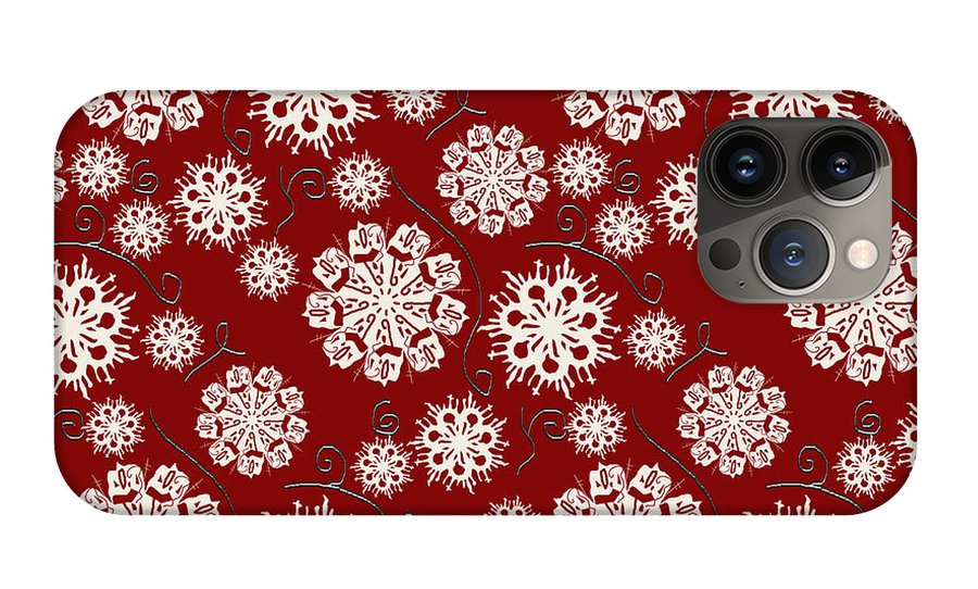 Snowflakes On Red - Phone Case