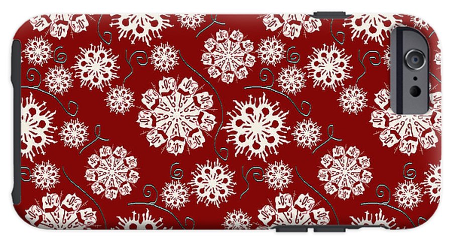 Snowflakes On Red - Phone Case