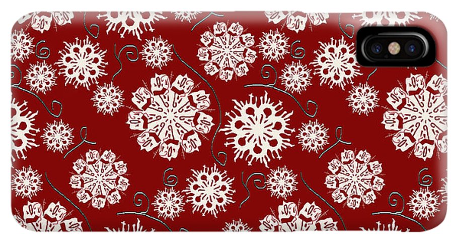 Snowflakes On Red - Phone Case