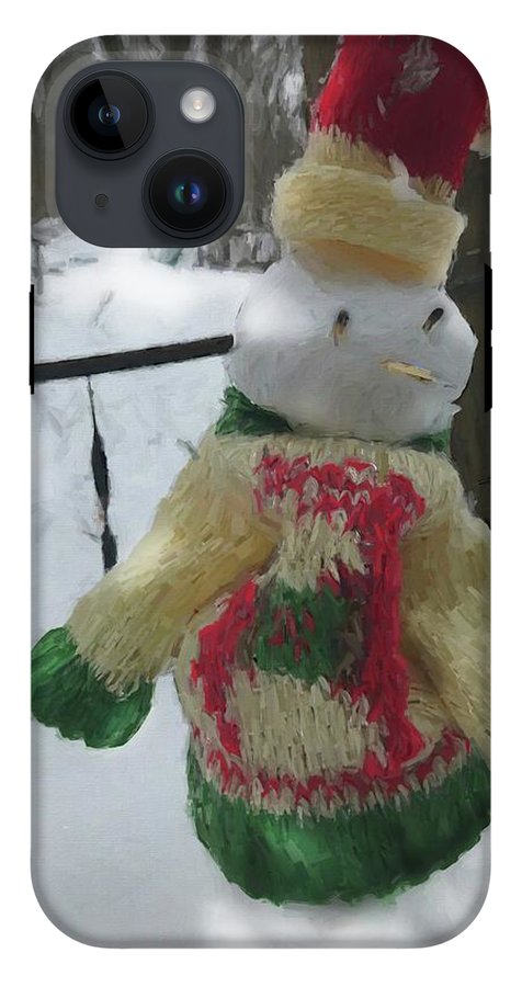 Snowman At My Table In A Sweater - Phone Case