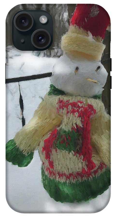 Snowman At My Table In A Sweater - Phone Case