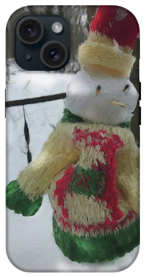 Snowman At My Table In A Sweater - Phone Case