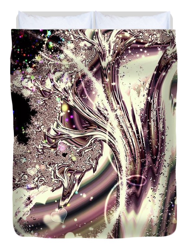 Sometimes I can See Your Soul Liquid Silver Fractal - Duvet Cover