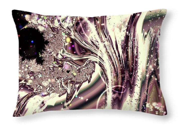 Sometimes I can See Your Soul Liquid Silver Fractal - Throw Pillow