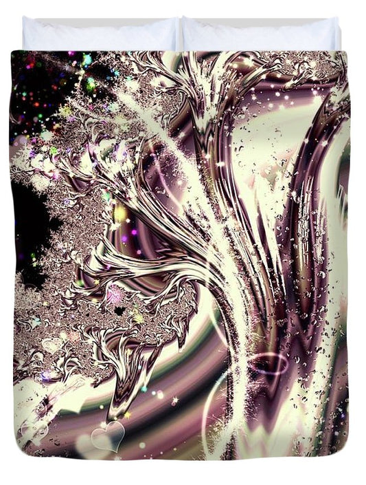 Sometimes I can See Your Soul Liquid Silver Fractal - Duvet Cover