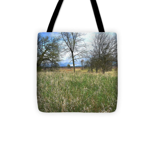 Spring Prairie Grass Landscape - Tote Bag