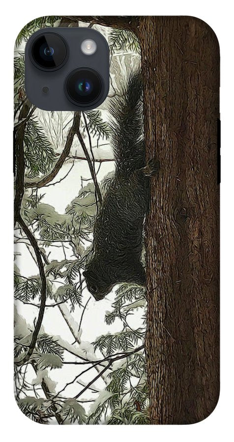 Squirrel on a Snowy Tree - Phone Case