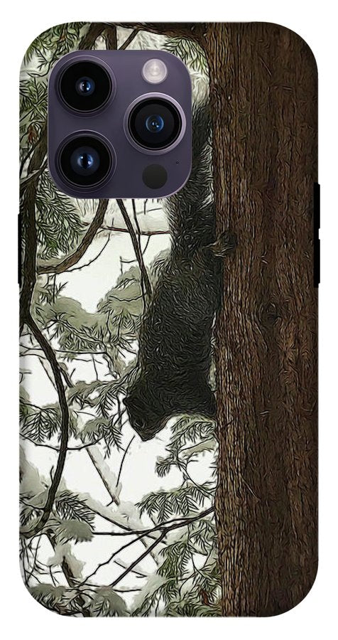 Squirrel on a Snowy Tree - Phone Case