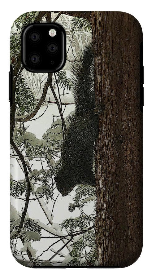 Squirrel on a Snowy Tree - Phone Case