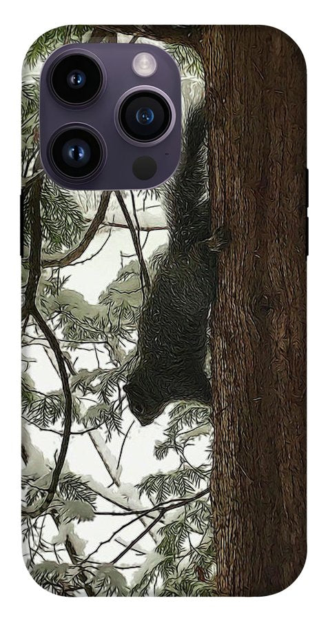 Squirrel on a Snowy Tree - Phone Case