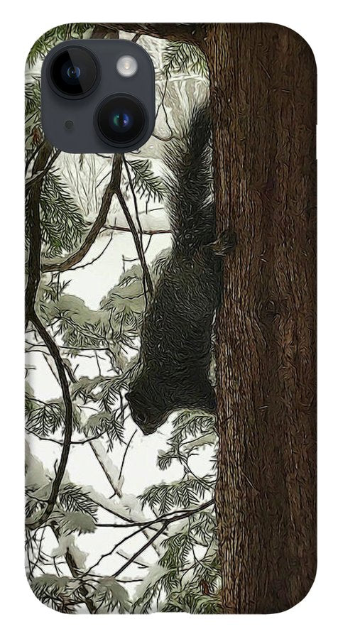 Squirrel on a Snowy Tree - Phone Case