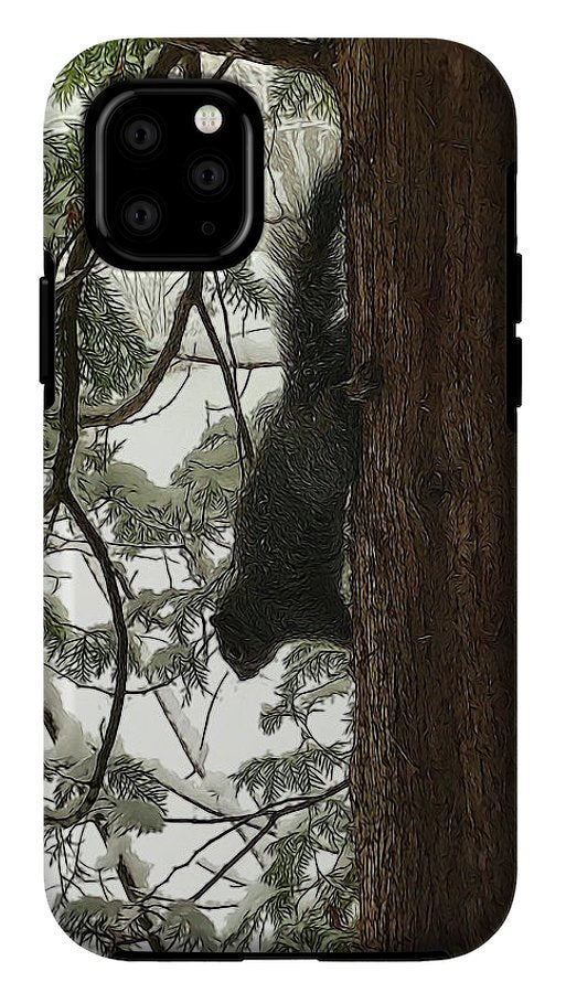 Squirrel on a Snowy Tree - Phone Case