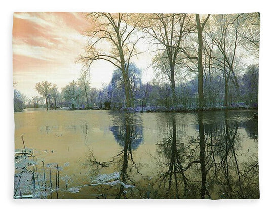 Sunset On Lake in Yellow - Blanket