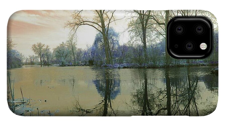 Sunset On Lake in Yellow - Phone Case
