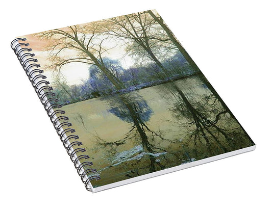 Sunset On Lake in Yellow - Spiral Notebook