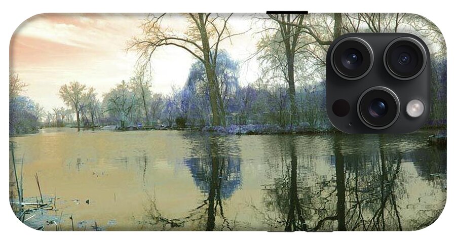 Sunset On Lake in Yellow - Phone Case