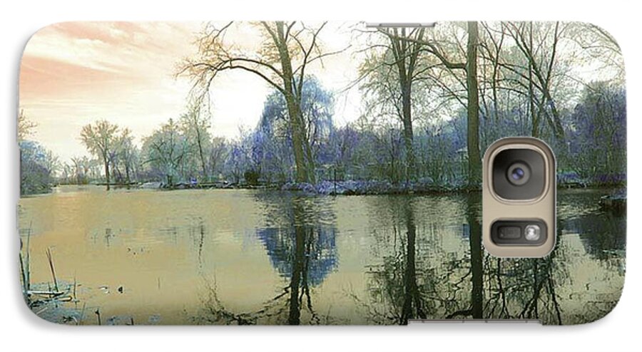 Sunset On Lake in Yellow - Phone Case