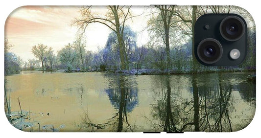 Sunset On Lake in Yellow - Phone Case