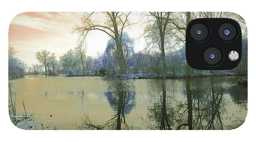 Sunset On Lake in Yellow - Phone Case