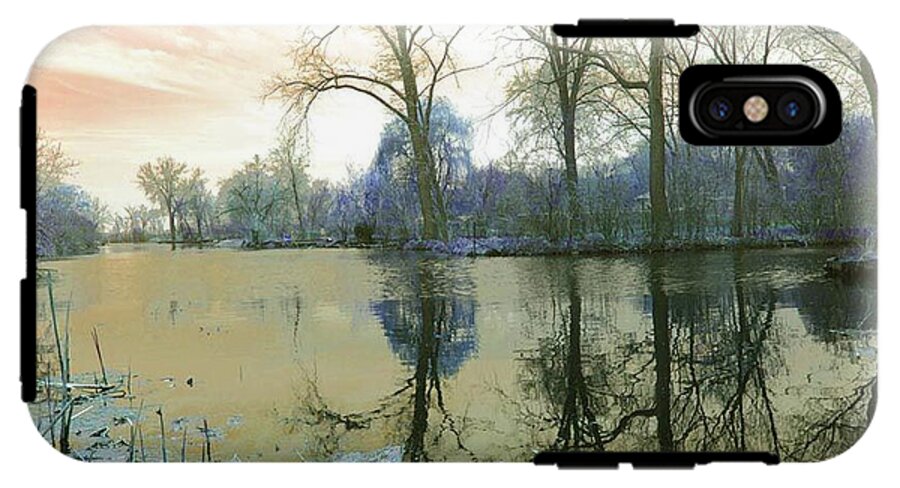 Sunset On Lake in Yellow - Phone Case