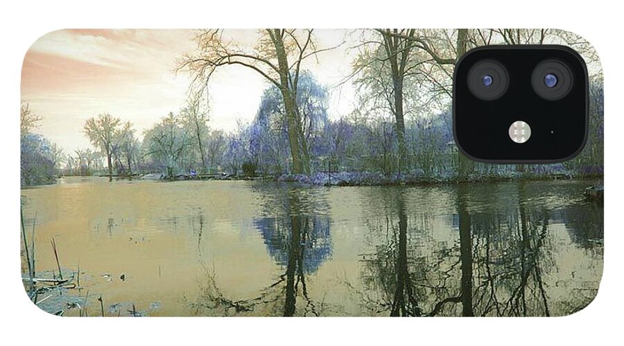 Sunset On Lake in Yellow - Phone Case