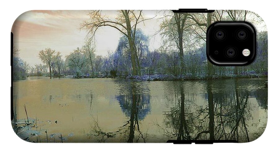 Sunset On Lake in Yellow - Phone Case