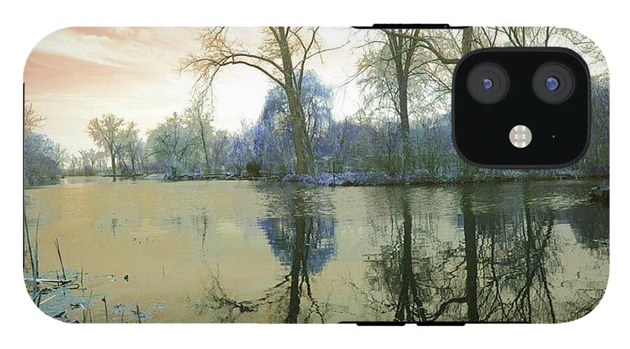 Sunset On Lake in Yellow - Phone Case