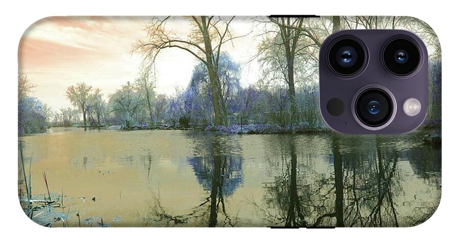 Sunset On Lake in Yellow - Phone Case