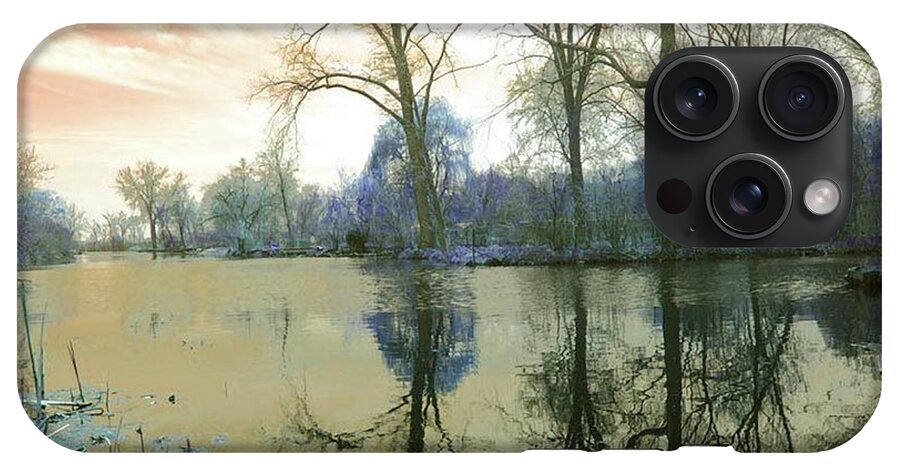 Sunset On Lake in Yellow - Phone Case