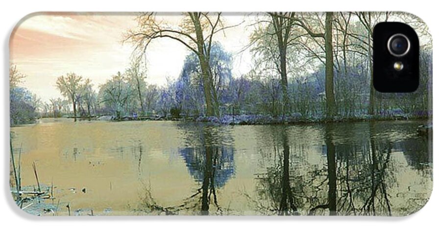 Sunset On Lake in Yellow - Phone Case