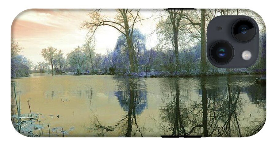 Sunset On Lake in Yellow - Phone Case