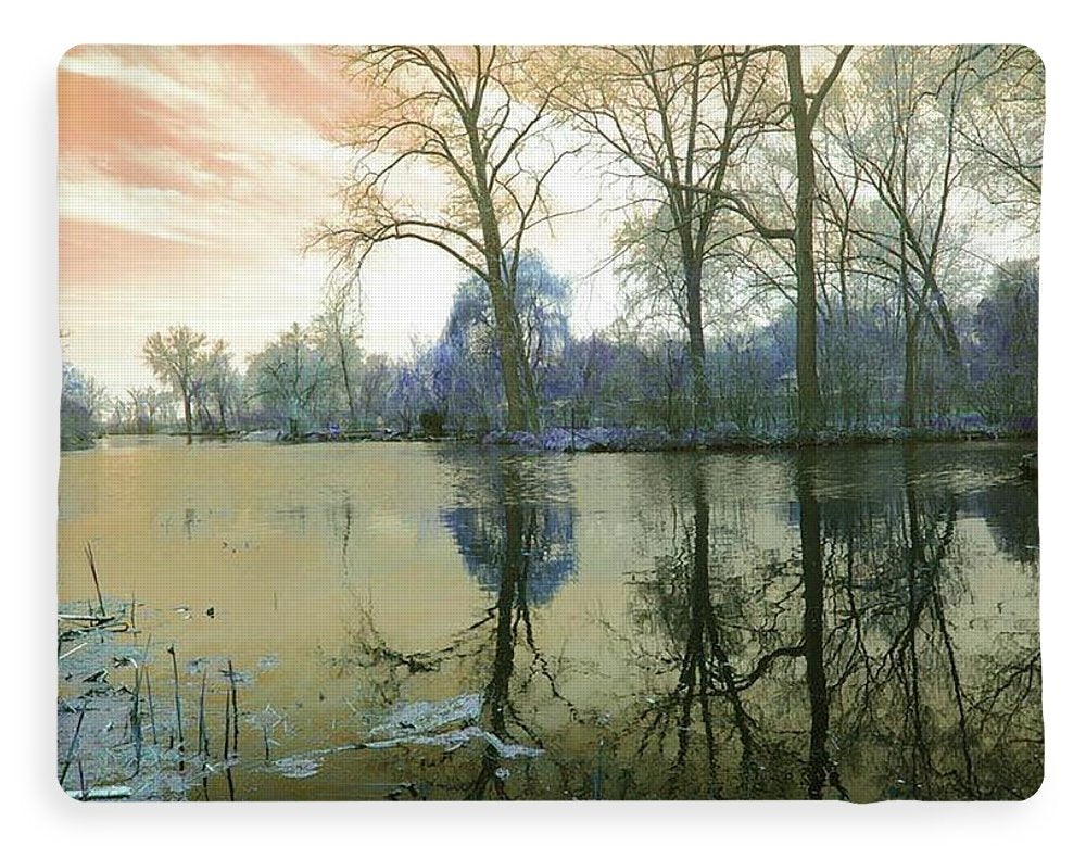 Sunset On Lake in Yellow - Blanket