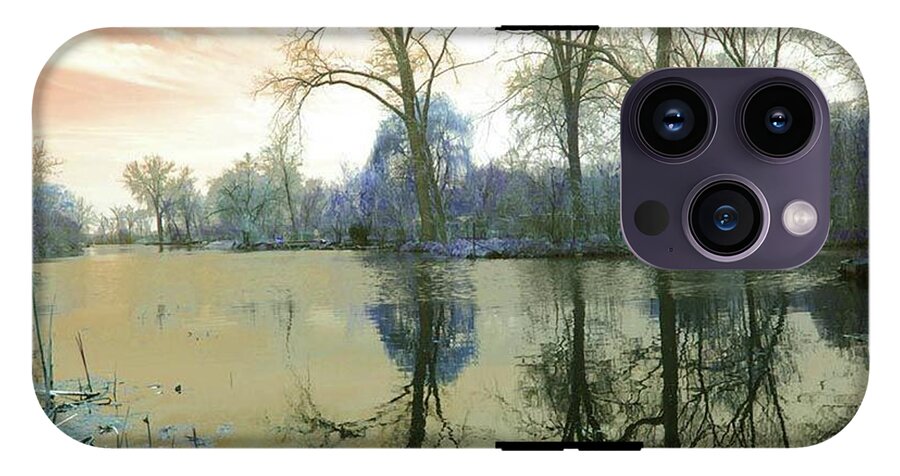Sunset On Lake in Yellow - Phone Case