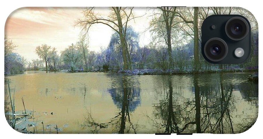Sunset On Lake in Yellow - Phone Case