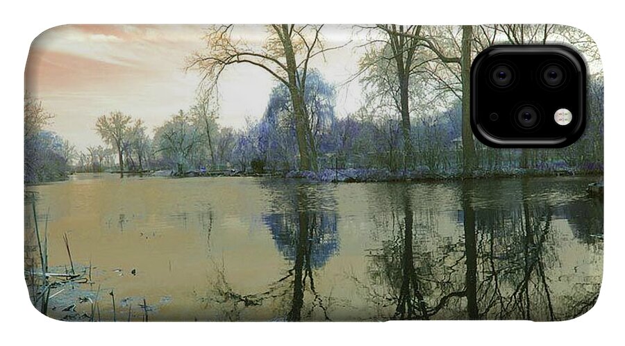 Sunset On Lake in Yellow - Phone Case