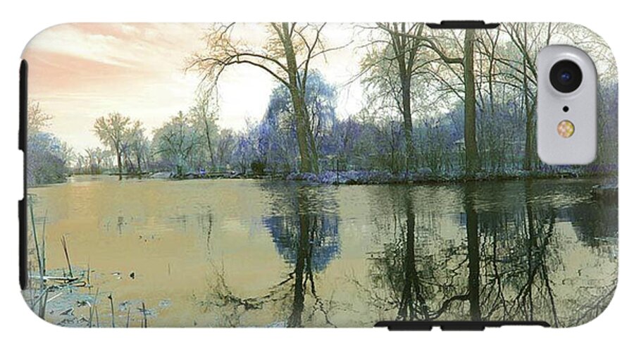 Sunset On Lake in Yellow - Phone Case