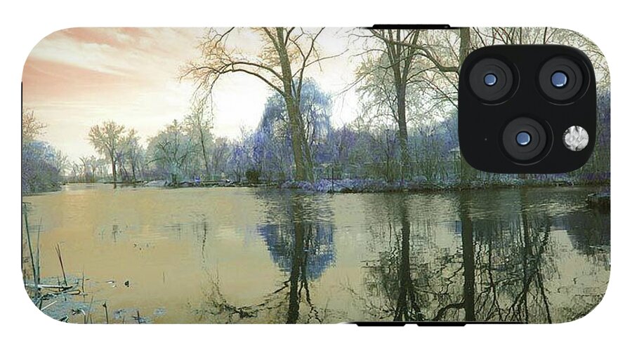 Sunset On Lake in Yellow - Phone Case