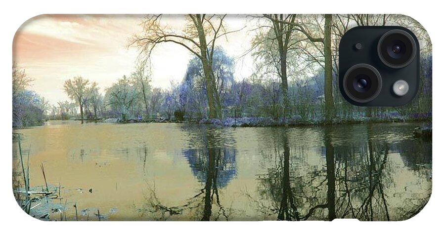 Sunset On Lake in Yellow - Phone Case