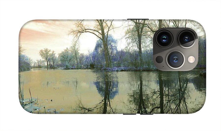 Sunset On Lake in Yellow - Phone Case