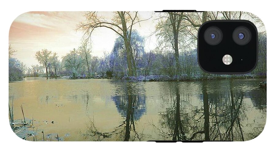Sunset On Lake in Yellow - Phone Case
