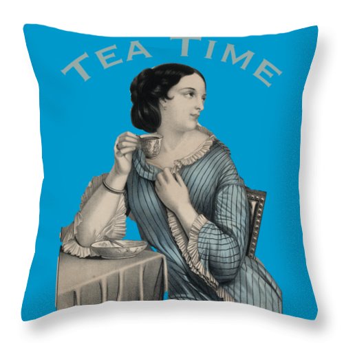Tea Time Vintage Woman - Throw Pillow