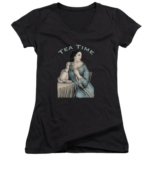 Tea Time Vintage Woman - Women's V-Neck
