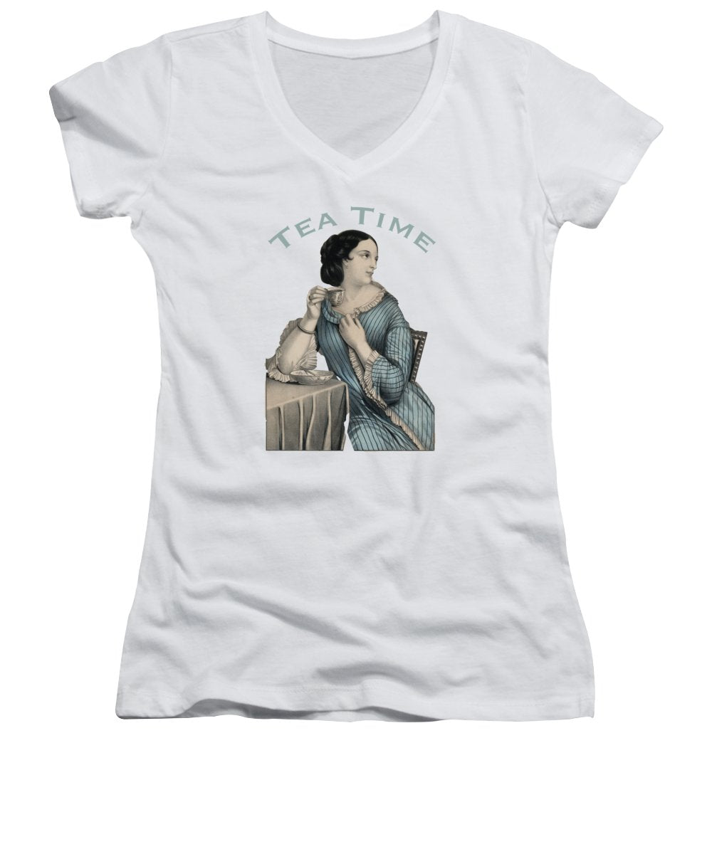 Tea Time Vintage Woman - Women's V-Neck