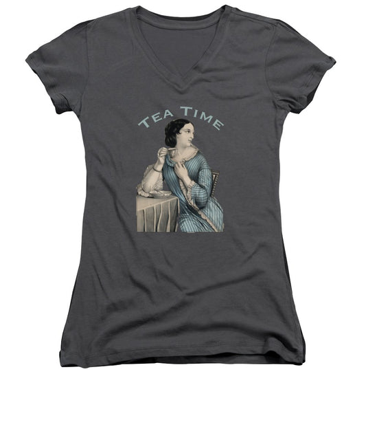 Tea Time Vintage Woman - Women's V-Neck
