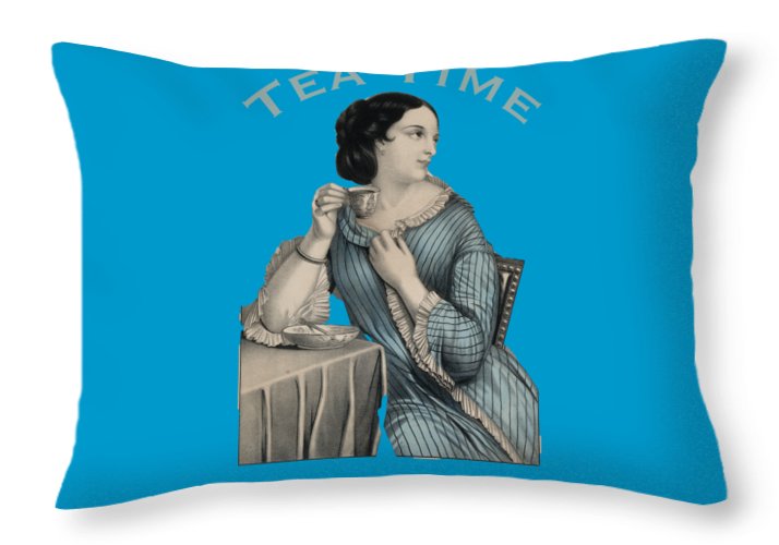 Tea Time Vintage Woman - Throw Pillow