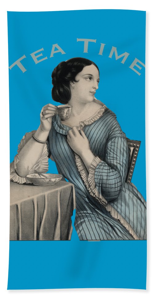 Tea Time Vintage Woman - Beach Towel