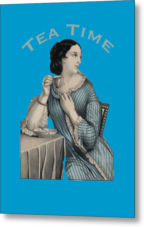 Tea Time Vintage Woman - Metal Print