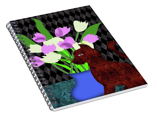 The Cat and The Tulips - Spiral Notebook