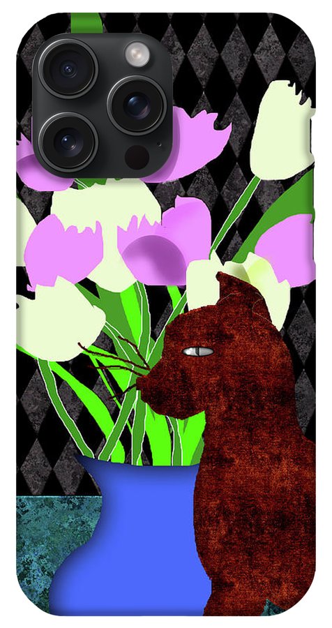 The Cat and The Tulips - Phone Case