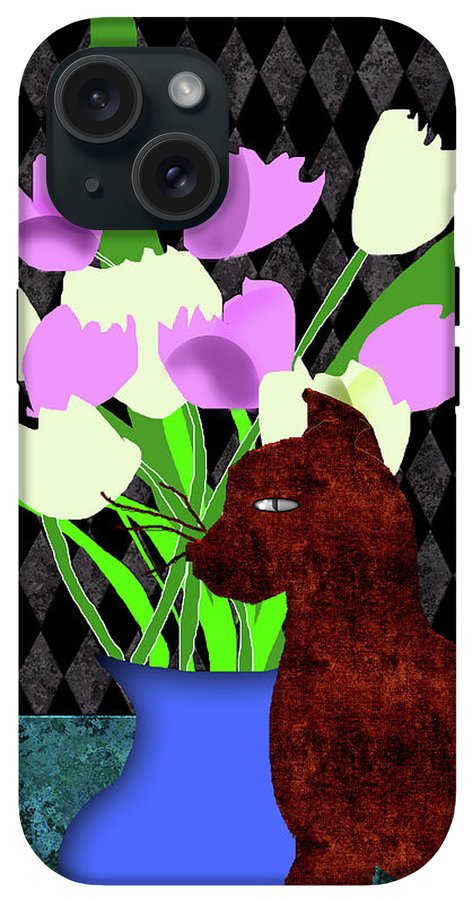 The Cat and The Tulips - Phone Case